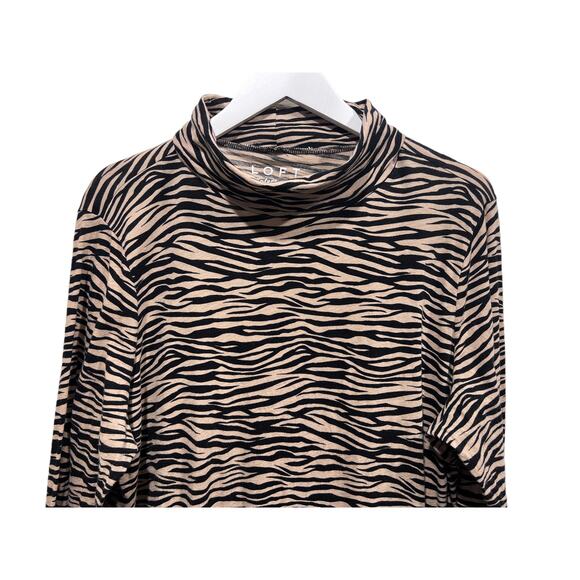 Loft Vintage Soft Turtleneck 16/18 Plus Cotton Brown Black Animal Print T-Shirt - Picture 4 of 12